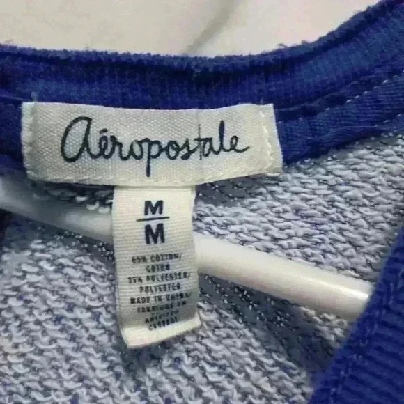 Womens Vintage Aeropostale sweatshirt Size M blue white stripe back zip up - Picture 4 of 5